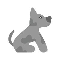 mascota, perro, plano, escala de grises, icono vector