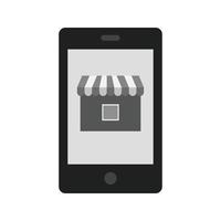 Mobile Shopping Flat Greyscale Icon vector