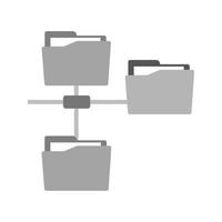Folders Sharing Data Flat Greyscale Icon vector