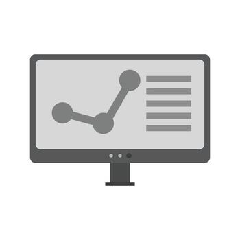 Computer Analytics Flat Greyscale Icon vector