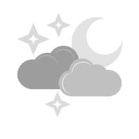 Cloudy with moon Flat Greyscale Icon vector