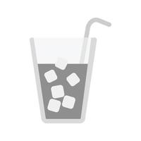 Drink with ice Flat Greyscale Icon vector
