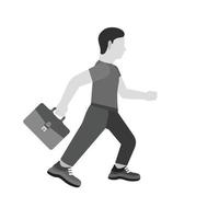 Running with Briefcase Flat Greyscale Icon vector