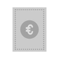 icono de escala de grises plana de billete de euro vector