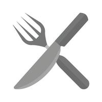 Fork and Knife Flat Greyscale Icon vector