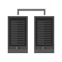 Processors Connected Flat Greyscale Icon vector