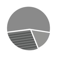 gráfico circular icono plano en escala de grises vector