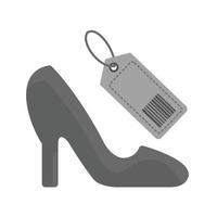 zapato, compras, plano, escala de grises, icono vector