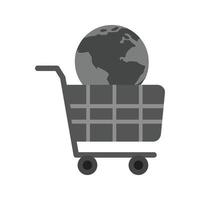 icono de escala de grises plana de compras globales vector