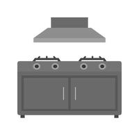 estufa de cocina plana icono en escala de grises vector