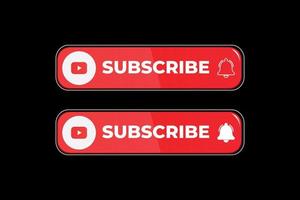 YouTube subscribe button with bell icon. vector
