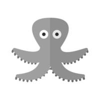 icono de pulpo plano en escala de grises vector