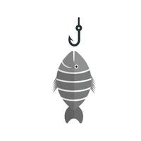 Fish Caught Flat Greyscale Icon vector