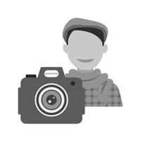 fotógrafo ii icono plano en escala de grises vector