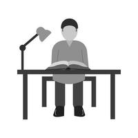 Studying on Desk III Flat Greyscale Icon vector