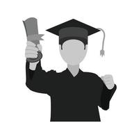 Student Holding Degree Flat Greyscale Icon vector