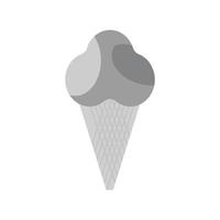icono de helado plano en escala de grises vector