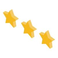 Three star rating icon, isometric style vector