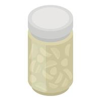 Garlic in jar icon, isometric style vector