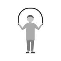 Child Skipping Flat Greyscale Icon vector