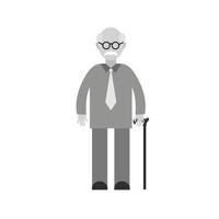 Old Man Flat Greyscale Icon vector