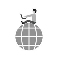 Online Work Flat Greyscale Icon vector