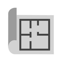 Architecture Plan Flat Greyscale Icon vector