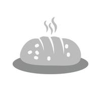 icono de escala de grises plana de pan caliente vector