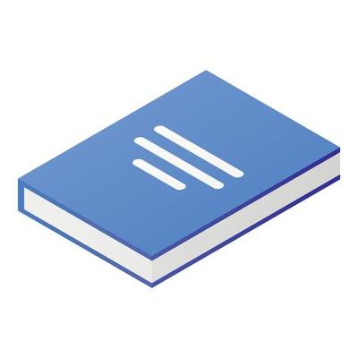 Blue diary icon, isometric style