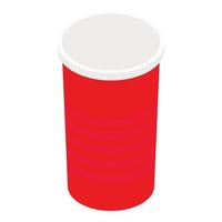 Red plastic cup icon, isometric style vector