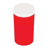 icono de vaso de plástico rojo, estilo isométrico vector