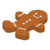 Xmas gingerbread icon, isometric style vector