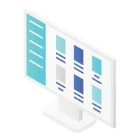 Computer monitor icon, isometric style vector