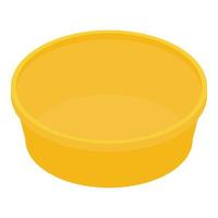 Yellow plastic bowl icon, isometric style vector