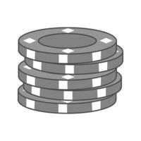 fichas de póquer icono plano en escala de grises vector