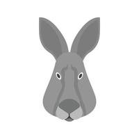 Rabbit Face Flat Greyscale Icon vector