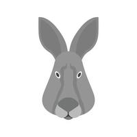 Rabbit Face Flat Greyscale Icon vector