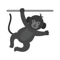 Monkey Performing Flat Greyscale Icon vector