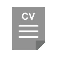 cv archivo plano icono en escala de grises vector