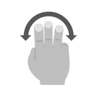 Three Fingers Rotate Flat Greyscale Icon vector