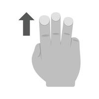 tres dedos hacia abajo icono plano en escala de grises vector