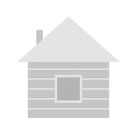 Wood Cabin Flat Greyscale Icon vector