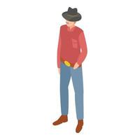 Cowboy icon, isometric style vector