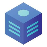 Cube with inscriptions icon, isometric style vector