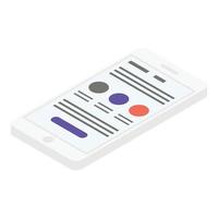 Graph smartphone icon, isometric style vector