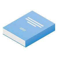 icono de libro azul, estilo isométrico vector