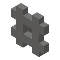 Hash tag icon, isometric style vector