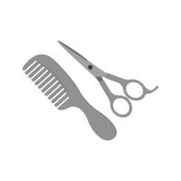 Comb and Scissor Flat Greyscale Icon vector