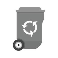 Recycle Bin Flat Greyscale Icon vector