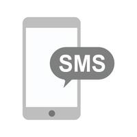 icono de escala de grises plana de notificación de sms vector